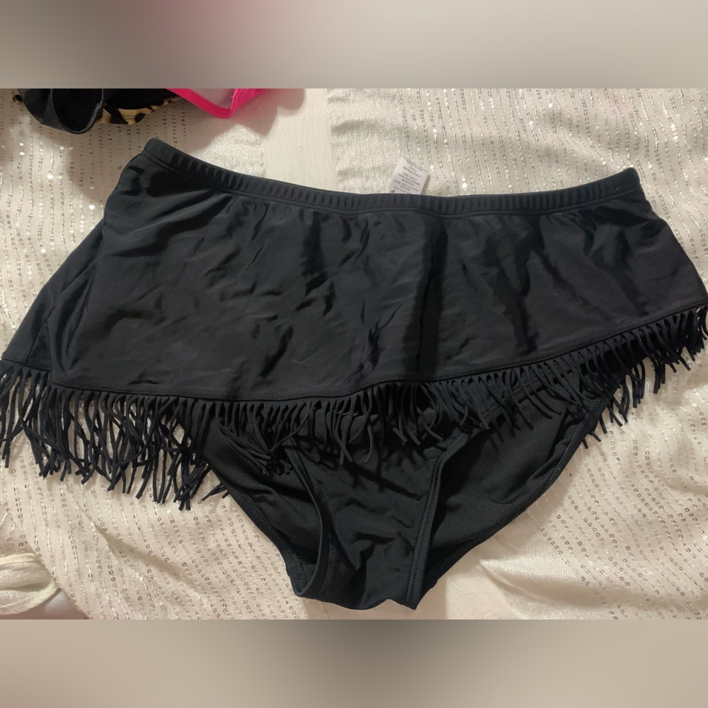 Cute plus size swim bottoms with fringe